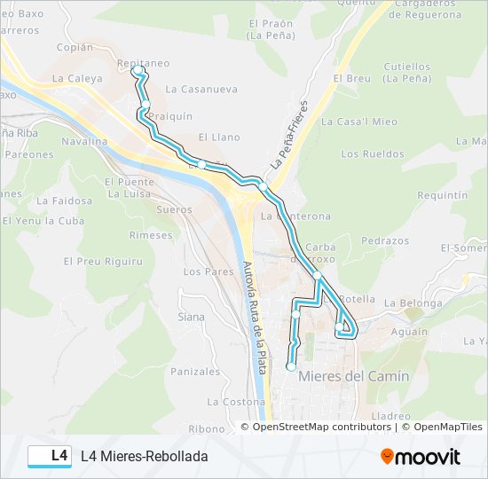 Mapa de L4 de autobús