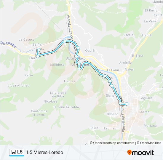 Mapa de L5 de autobús