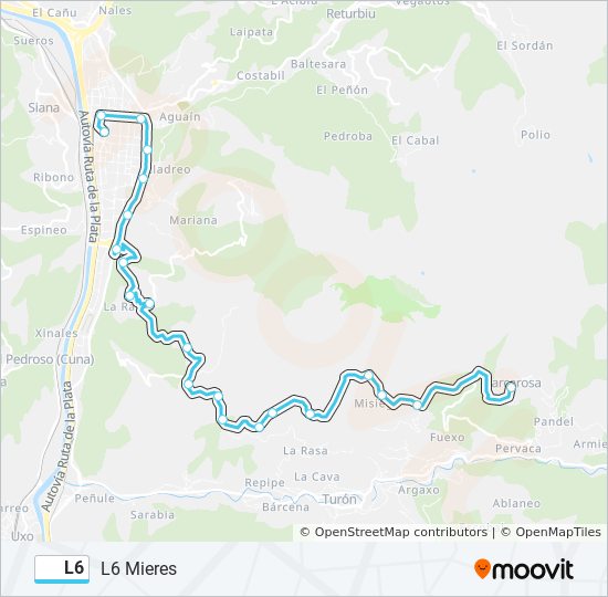 Mapa de L6 de autobús