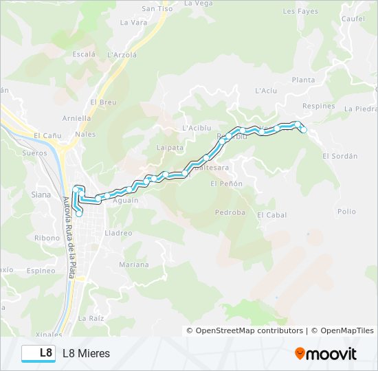 Mapa de L8 de autobús