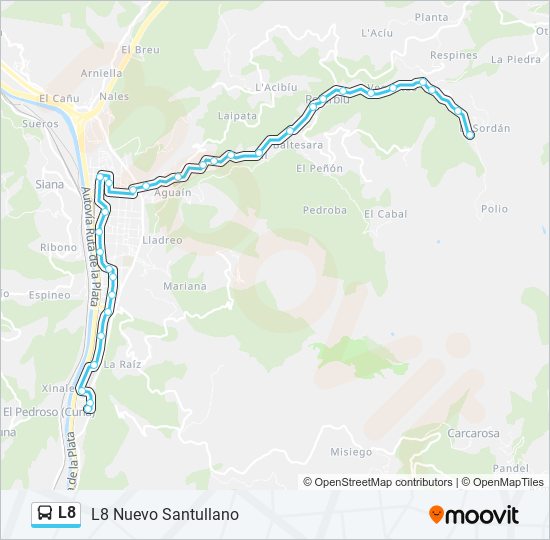 L8 bus Mapa de línia