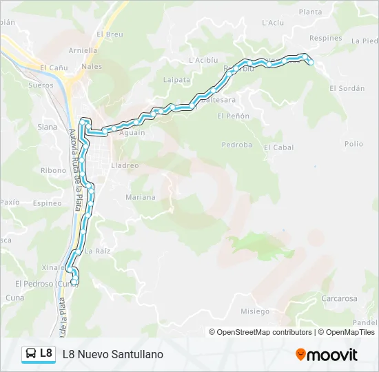 L8 bus Mapa de línia