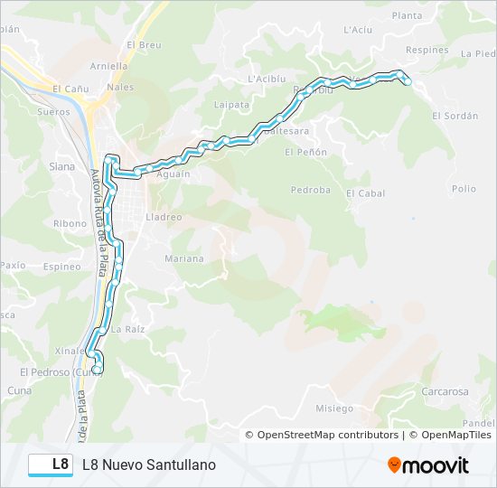 Mapa de L8 de autobús