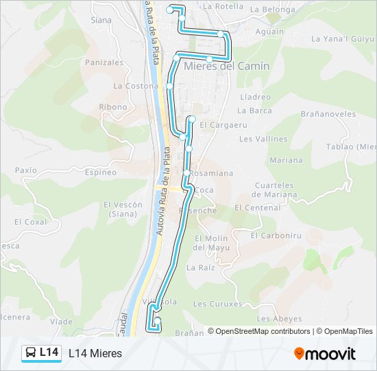 L14 bus Mapa de línia