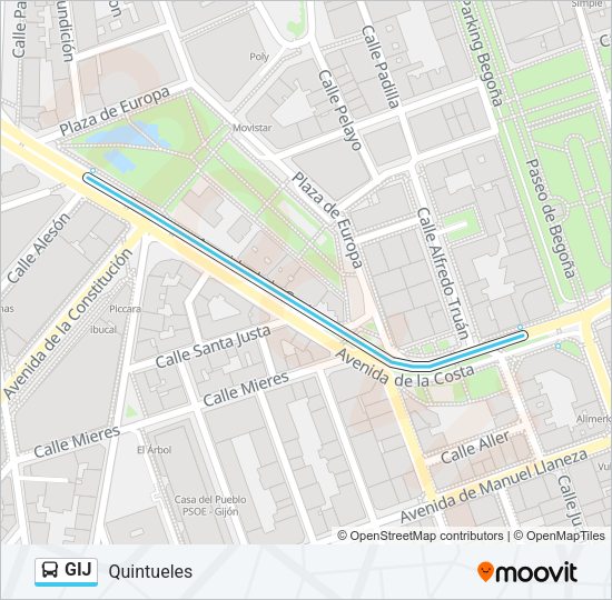 Mapa de GIJ de autobús