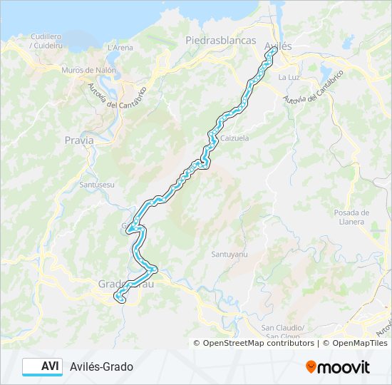 AVI bus Mapa de línia