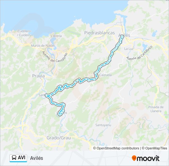 AVI bus Mapa de línia