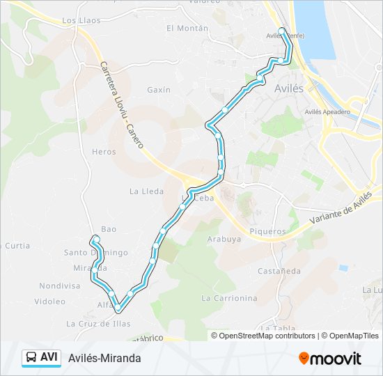 AVI bus Mapa de línia