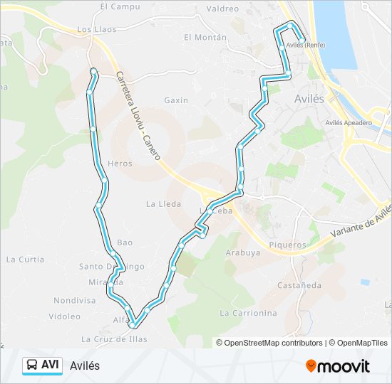 AVI bus Mapa de línia