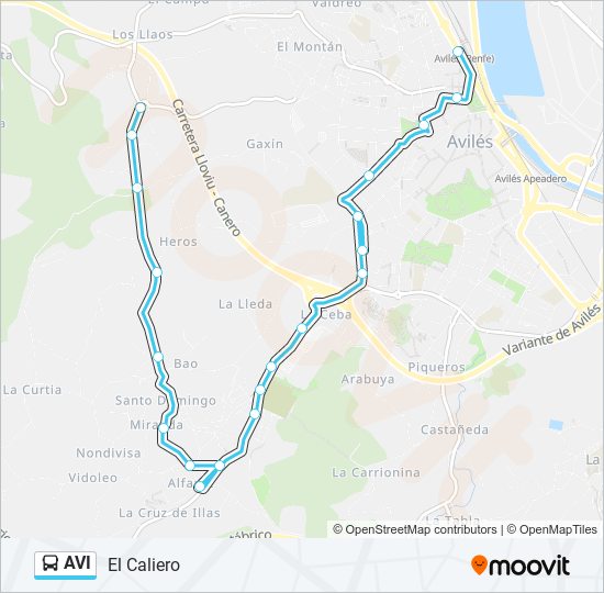 AVI bus Mapa de línia