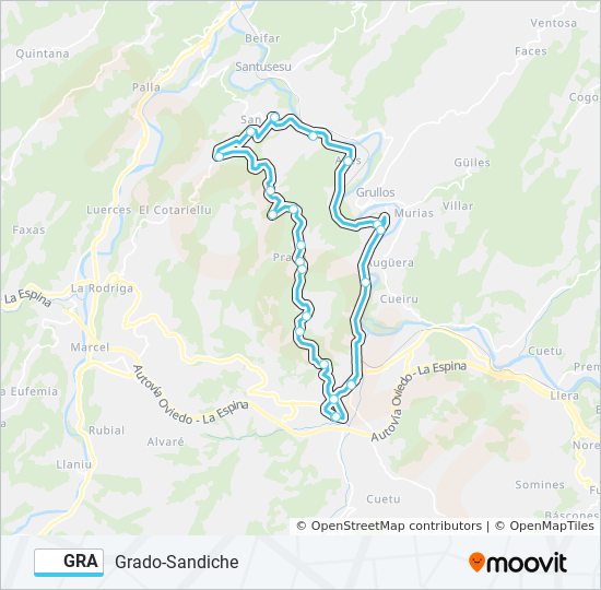 GRA bus Mapa de línia