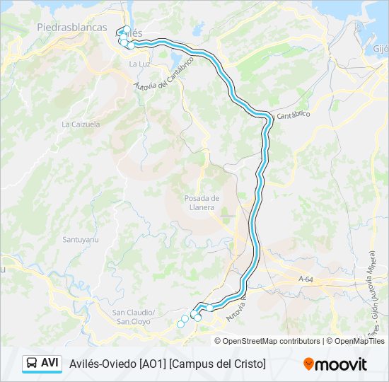 AVI bus Mapa de línia