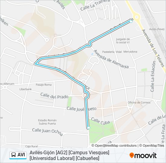 AVI bus Mapa de línia