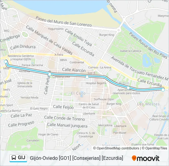 GIJ Bus Line Map