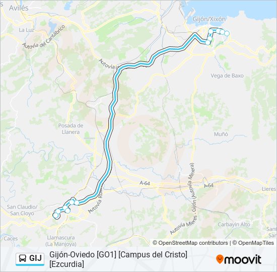 GIJ bus Mapa de línia