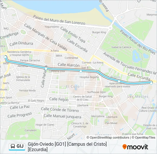 GIJ Bus Line Map