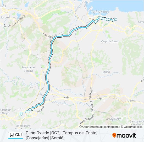 GIJ bus Mapa de línia