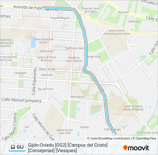 GIJ Bus Line Map