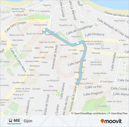 MIE bus Mapa de línia