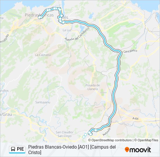 PIE bus Mapa de línia