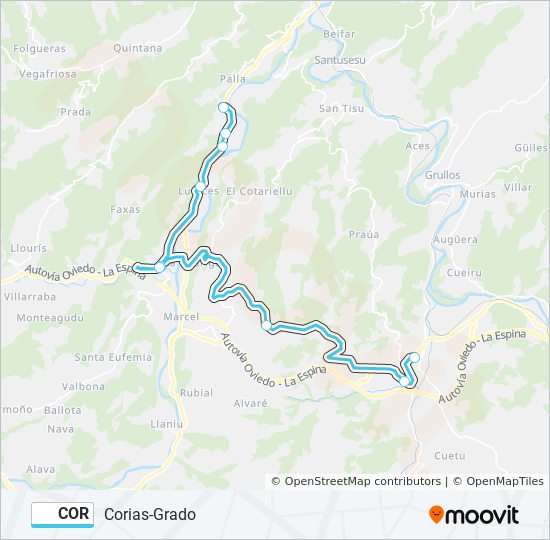 COR bus Line Map