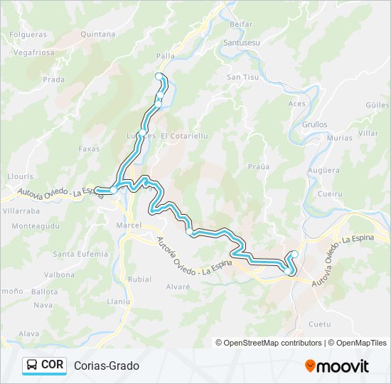 COR bus Mapa de línia