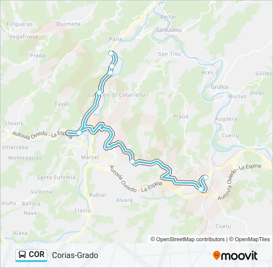 COR Bus Line Map