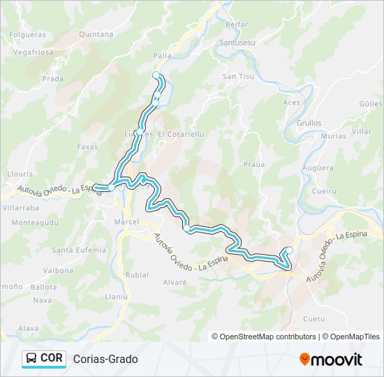 Mapa de COR de autobús