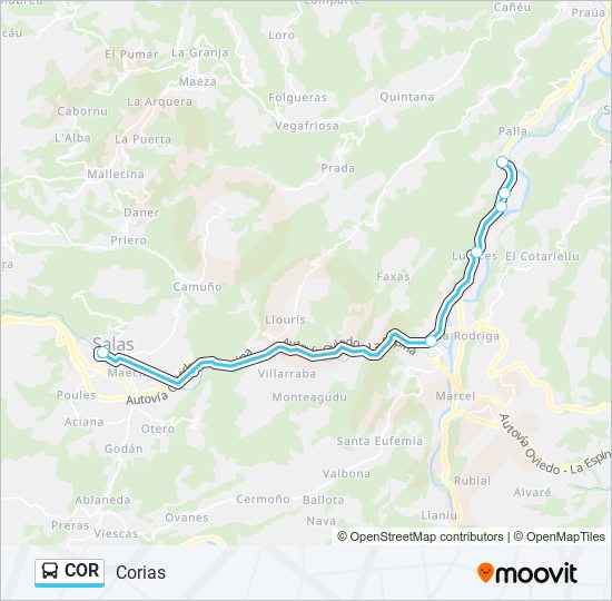 COR bus Line Map