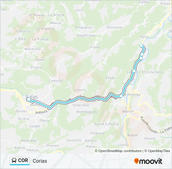COR Bus Line Map