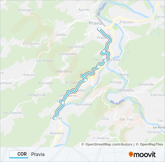 COR bus Line Map