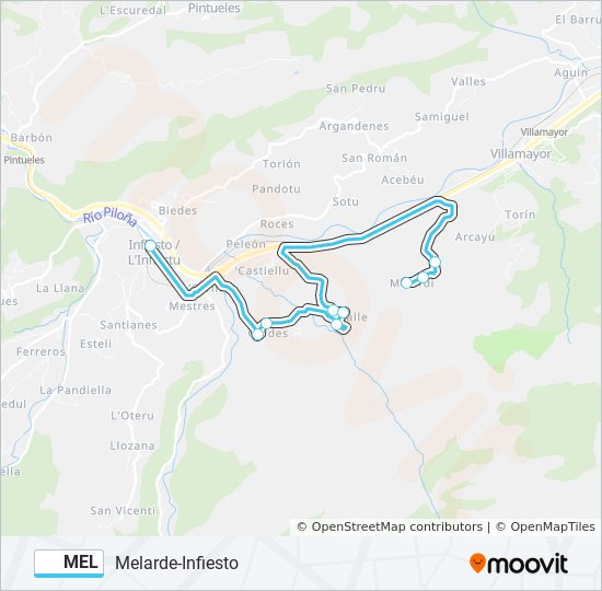 MEL bus Mapa de línia