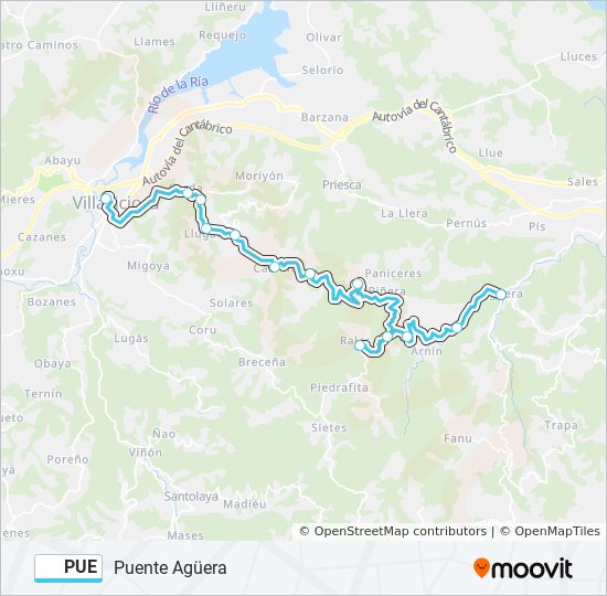 PUE bus Mapa de línia