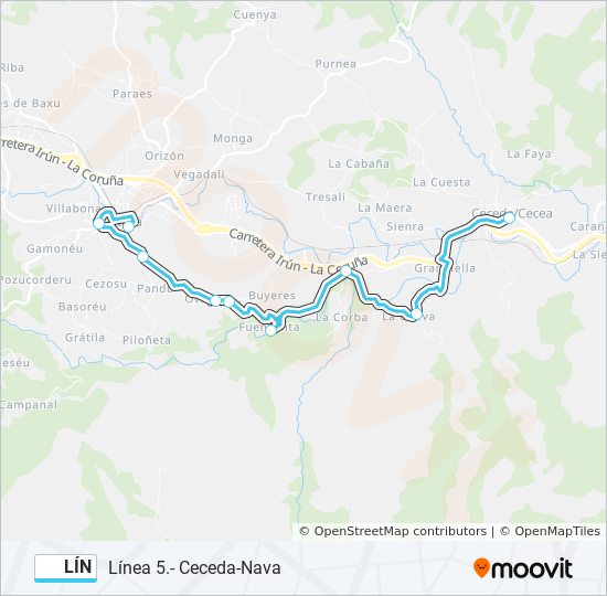 Mapa de LÍN de autobús