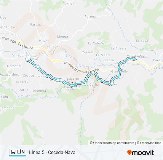 LÍN bus Mapa de línia