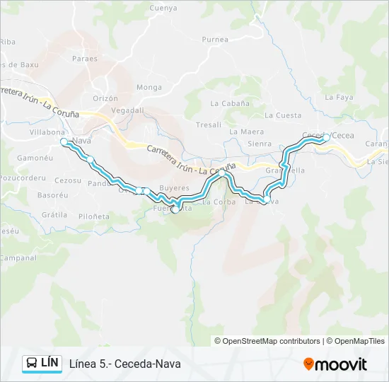 LÍN bus Mapa de línia