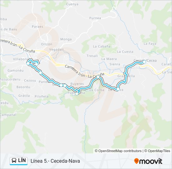 Mapa de LÍN de autobús