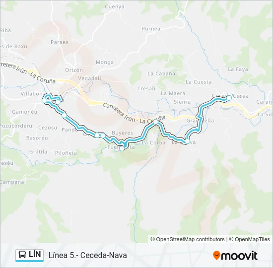 LÍN Bus Line Map