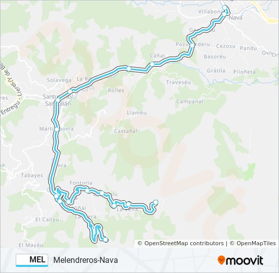 MEL bus Mapa de línia