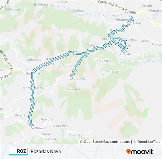 ROZ bus Mapa de línia