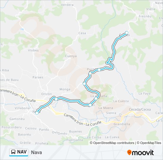 Mapa de NAV de autobús