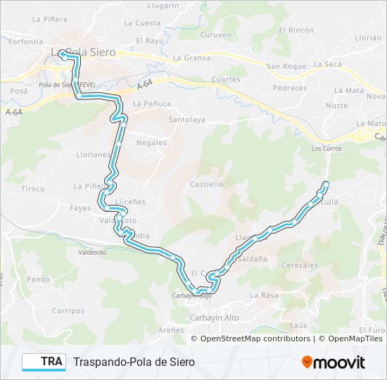 TRA bus Mapa de línia