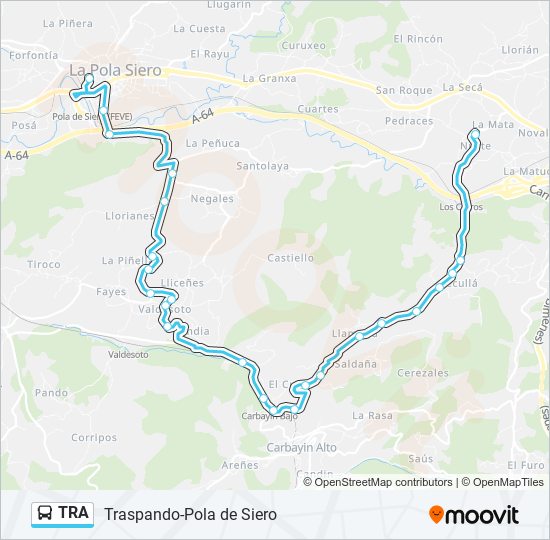 TRA bus Mapa de línia