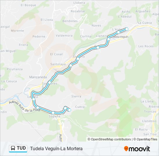 TUD bus Mapa de línia