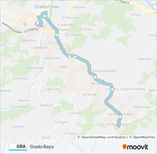 GRA bus Mapa de línia
