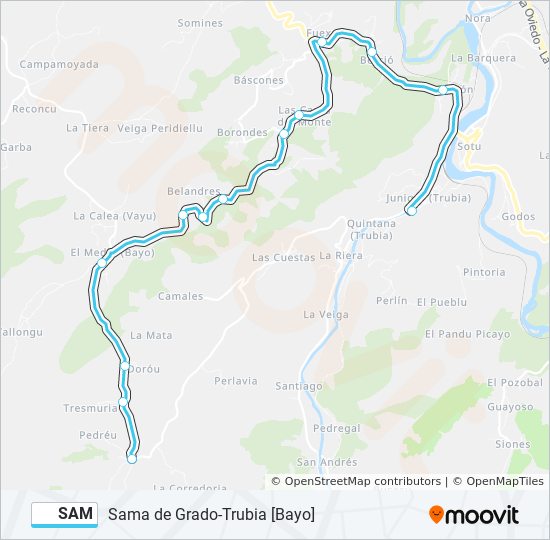SAM bus Mapa de línia