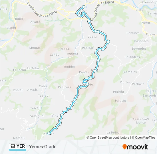 YER Bus Line Map
