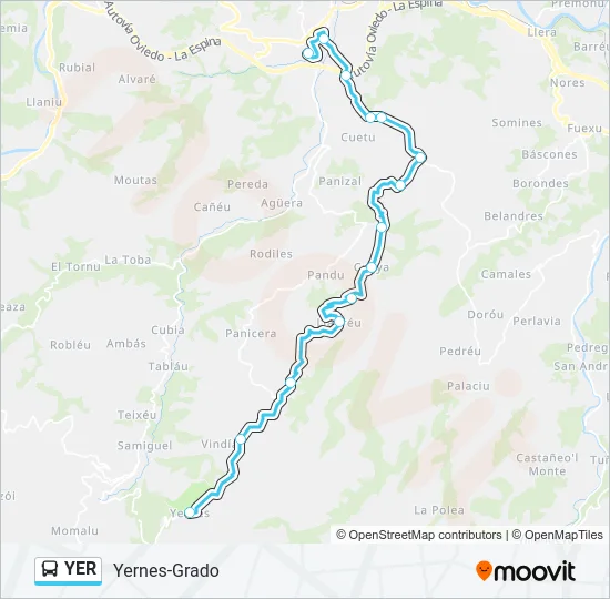 YER Bus Line Map