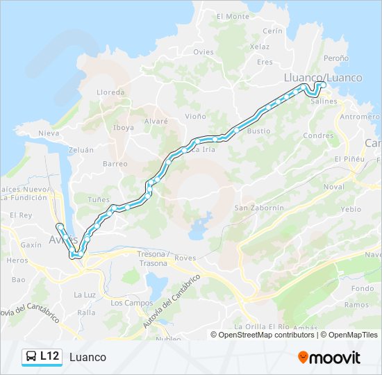 Mapa de L12 de autobús
