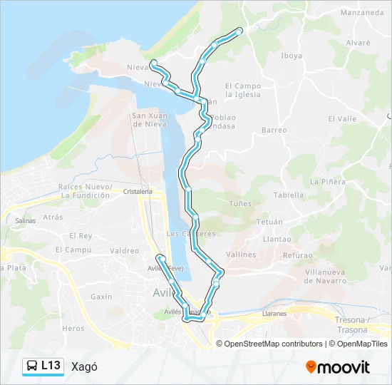 L13 Bus Line Map